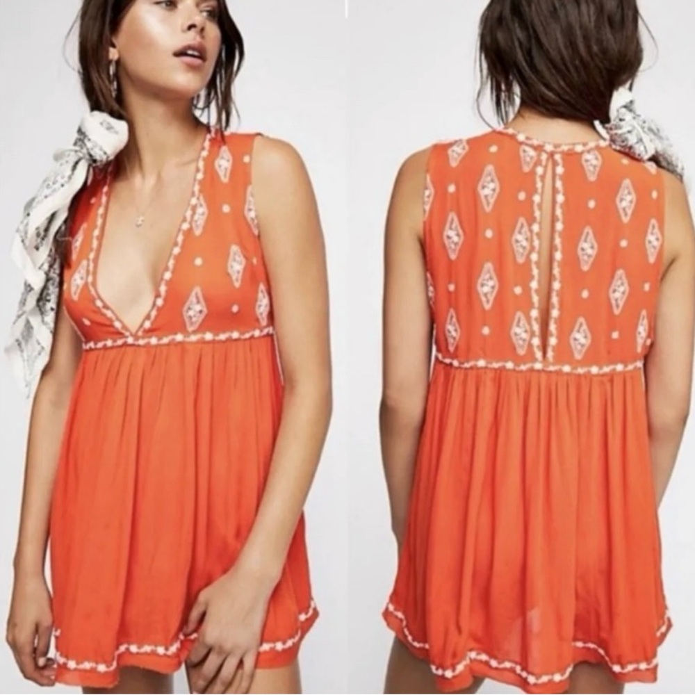 FREE PEOPLE EMBROIDERED TUNIC DRESS